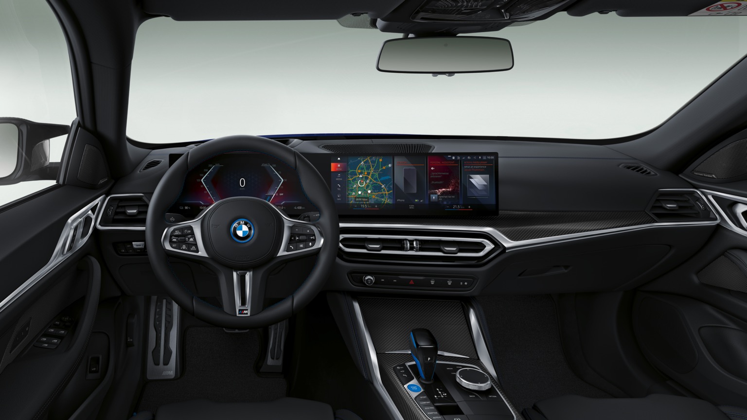 BMW i4 M50 Carro Elétrico Azul Vista Interior