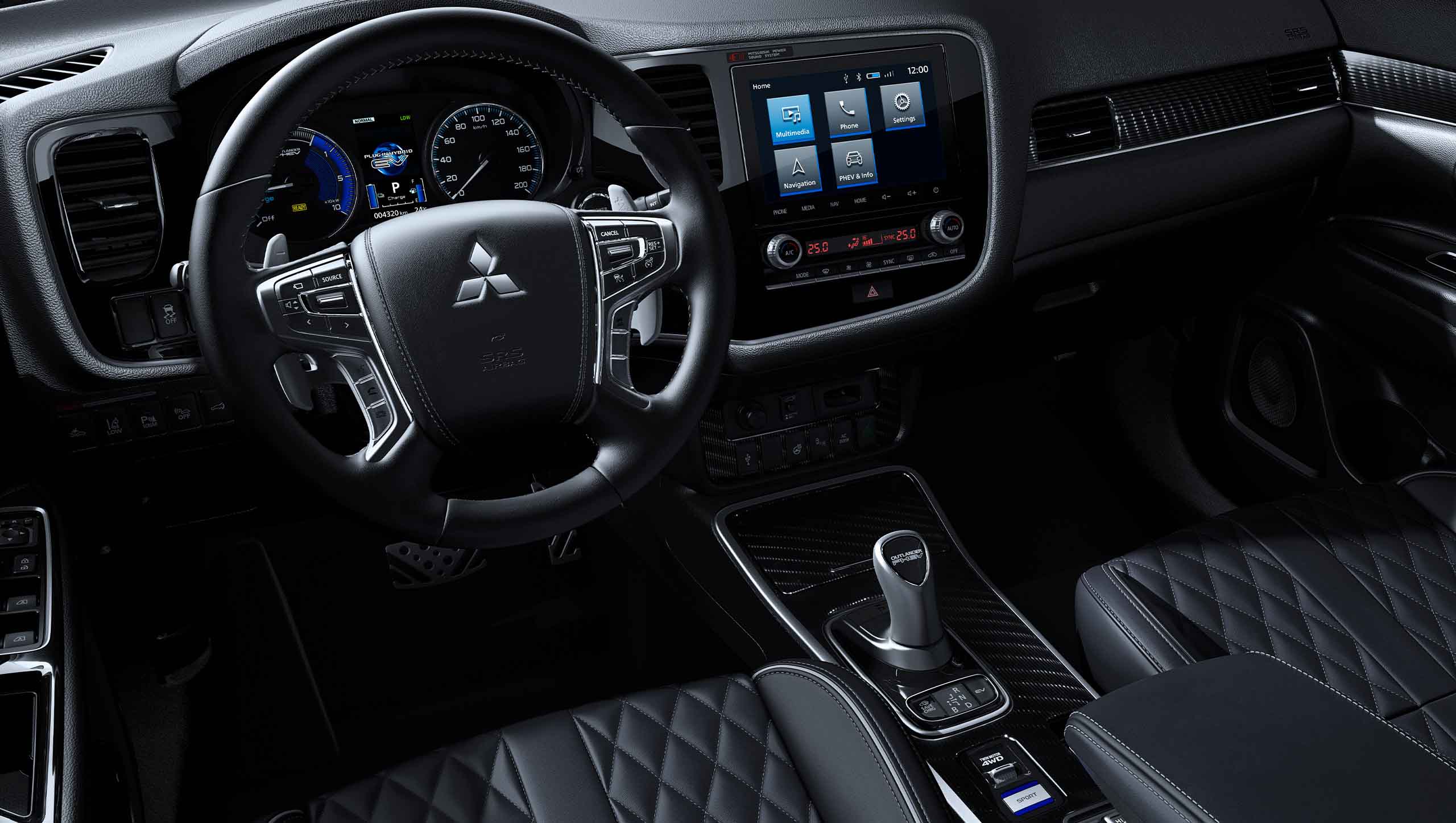 Mitsubishi Outlander PHEV Carro Híbrido Plug-in Vista Interior