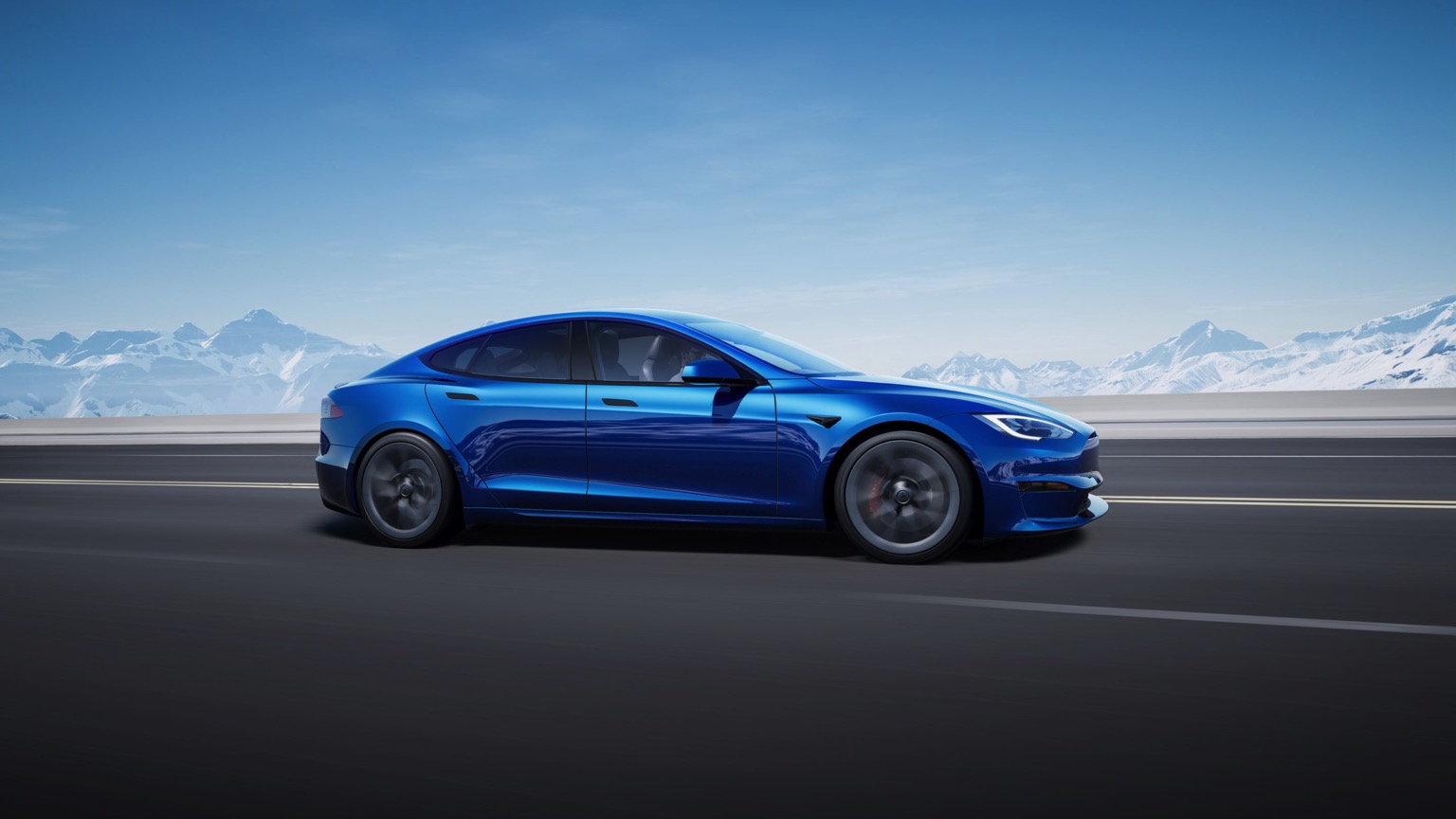 Tesla Model S Long Range Carro Elétrico Azul Vista Exterior