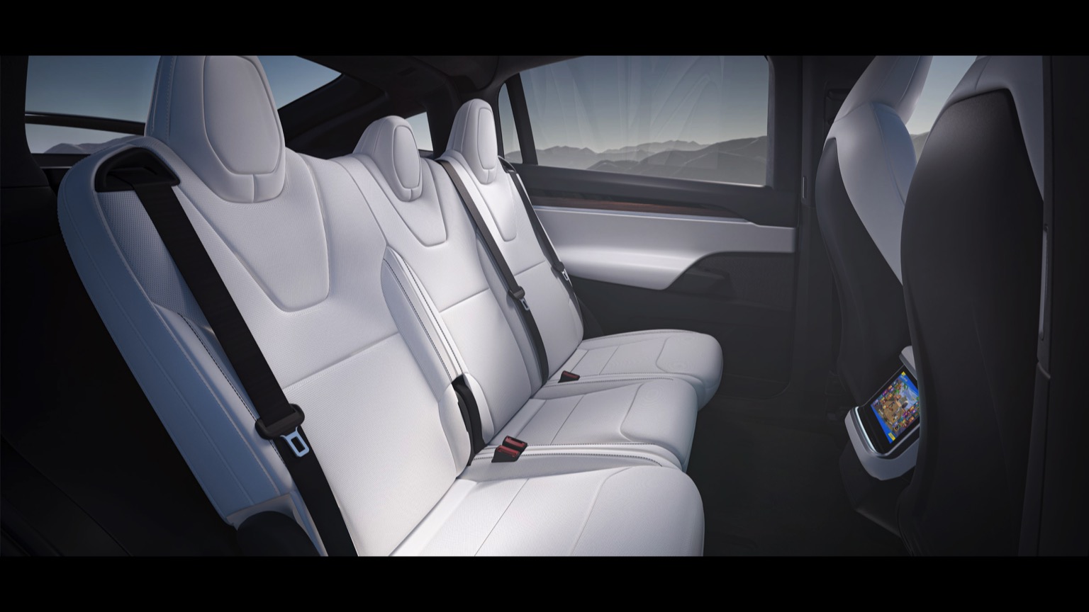 Tesla Model X Long Range Carro Elétrico Branco Vista Interior